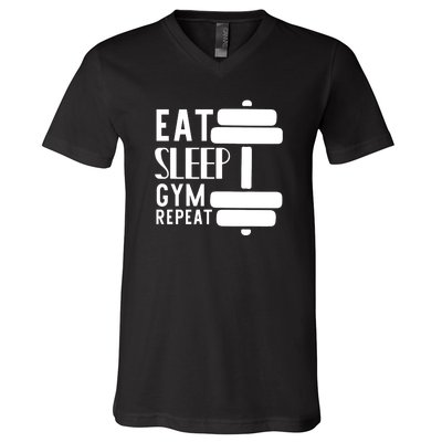 Eat Sleep Gym Repeat V-Neck T-Shirt