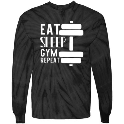 Eat Sleep Gym Repeat Tie-Dye Long Sleeve Shirt