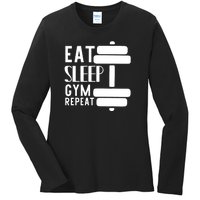 Eat Sleep Gym Repeat Ladies Long Sleeve Shirt