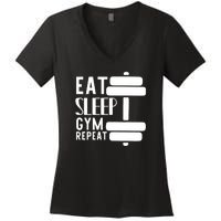 Eat Sleep Gym Repeat Women's V-Neck T-Shirt