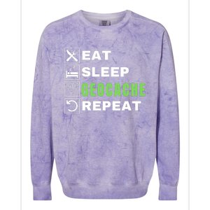 Eat Sleep Geocaching Repeat, Outdoorsman, Funny Geocache, Geocaching Colorblast Crewneck Sweatshirt