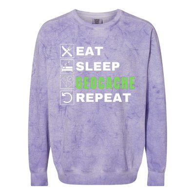 Eat Sleep Geocaching Repeat, Outdoorsman, Funny Geocache, Geocaching Colorblast Crewneck Sweatshirt