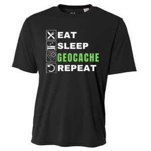 Eat Sleep Geocaching Repeat, Outdoorsman, Funny Geocache, Geocaching Cooling Performance Crew T-Shirt