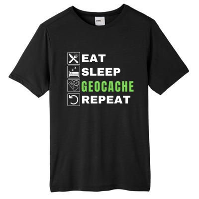 Eat Sleep Geocaching Repeat, Outdoorsman, Funny Geocache, Geocaching Tall Fusion ChromaSoft Performance T-Shirt