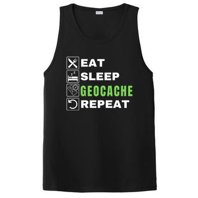 Eat Sleep Geocaching Repeat, Outdoorsman, Funny Geocache, Geocaching PosiCharge Competitor Tank