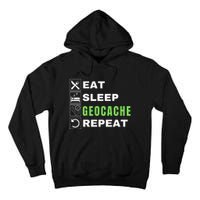 Eat Sleep Geocaching Repeat, Outdoorsman, Funny Geocache, Geocaching Tall Hoodie