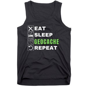 Eat Sleep Geocaching Repeat, Outdoorsman, Funny Geocache, Geocaching Tank Top