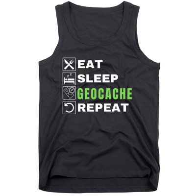 Eat Sleep Geocaching Repeat, Outdoorsman, Funny Geocache, Geocaching Tank Top