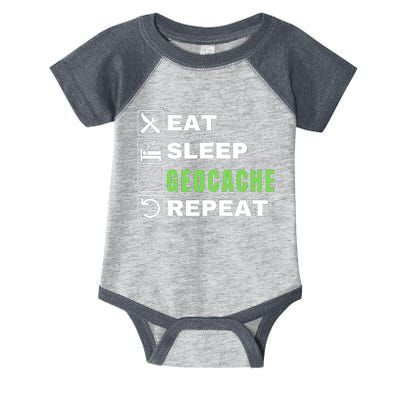 Eat Sleep Geocaching Repeat, Outdoorsman, Funny Geocache, Geocaching Infant Baby Jersey Bodysuit