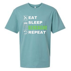 Eat Sleep Geocaching Repeat, Outdoorsman, Funny Geocache, Geocaching Sueded Cloud Jersey T-Shirt