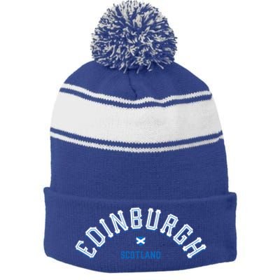 Edinburgh Scotland Gift Stripe Pom Pom Beanie