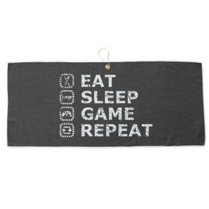 Eat Sleep Game Repeat Large Microfiber Waffle Golf Towel