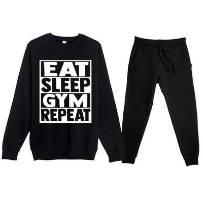 Eat Sleep Gym Repeat Fitness Fitness Motivation Weight Meaningful Gift Premium Crewneck Sweatsuit Set