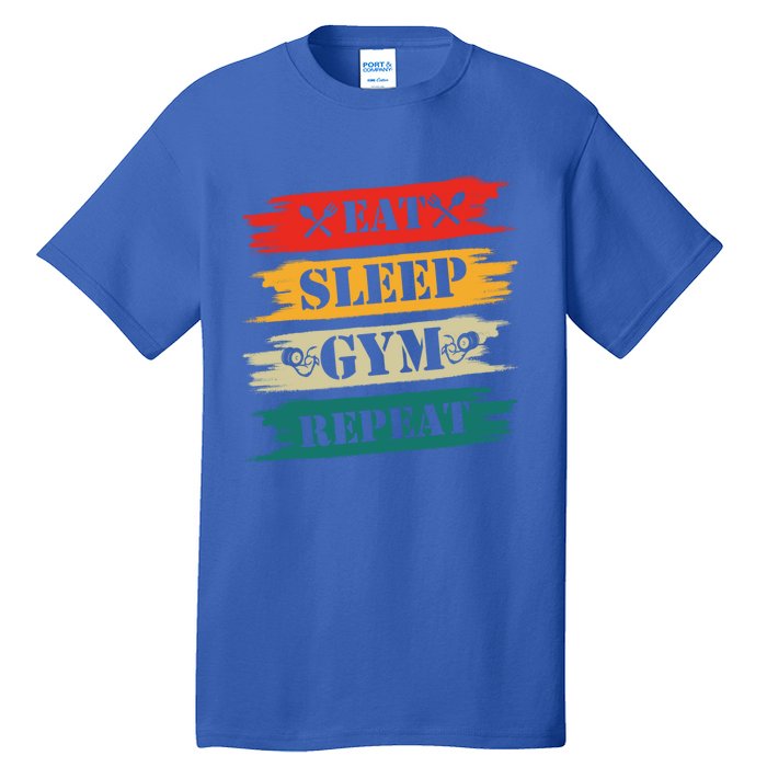 Eat Sleep Gym Repeat Retro Vintage Workout Gift Tall T-Shirt