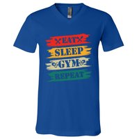 Eat Sleep Gym Repeat Retro Vintage Workout Gift V-Neck T-Shirt