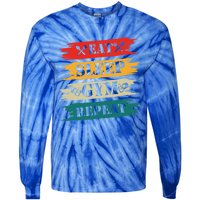 Eat Sleep Gym Repeat Retro Vintage Workout Gift Tie-Dye Long Sleeve Shirt