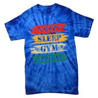 Eat Sleep Gym Repeat Retro Vintage Workout Gift Tie-Dye T-Shirt