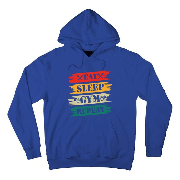 Eat Sleep Gym Repeat Retro Vintage Workout Gift Tall Hoodie