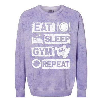 Eat Sleep Gym Repeat Funny Sports Bodybuilding Clothing: Gift Colorblast Crewneck Sweatshirt