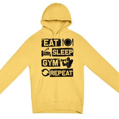 Eat Sleep Gym Repeat Funny Sports Bodybuilding Clothing: Gift Premium Pullover Hoodie