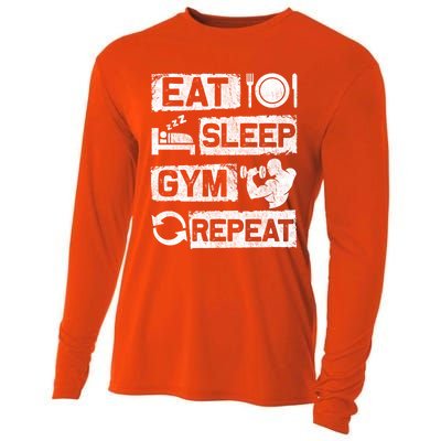 Eat Sleep Gym Repeat Funny Sports Bodybuilding Clothing: Gift Cooling Performance Long Sleeve Crew