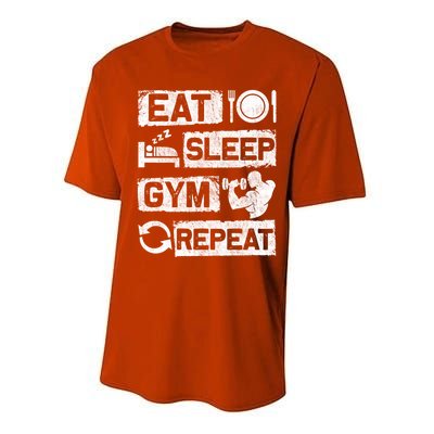 Eat Sleep Gym Repeat Funny Sports Bodybuilding Clothing: Gift Performance Sprint T-Shirt