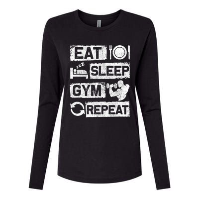 Eat Sleep Gym Repeat Funny Sports Bodybuilding Clothing: Gift Womens Cotton Relaxed Long Sleeve T-Shirt