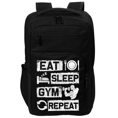 Eat Sleep Gym Repeat Funny Sports Bodybuilding Clothing: Gift Impact Tech Backpack