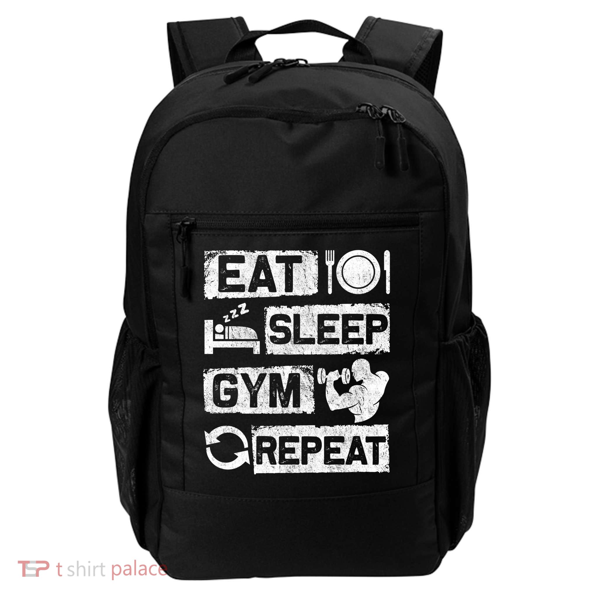 Eat Sleep Gym Repeat Funny Sports Bodybuilding Clothing: Gift Backpack