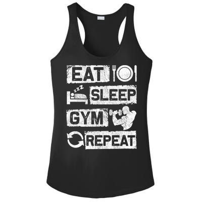 Eat Sleep Gym Repeat Funny Sports Bodybuilding Clothing: Gift Ladies PosiCharge Competitor Racerback Tank