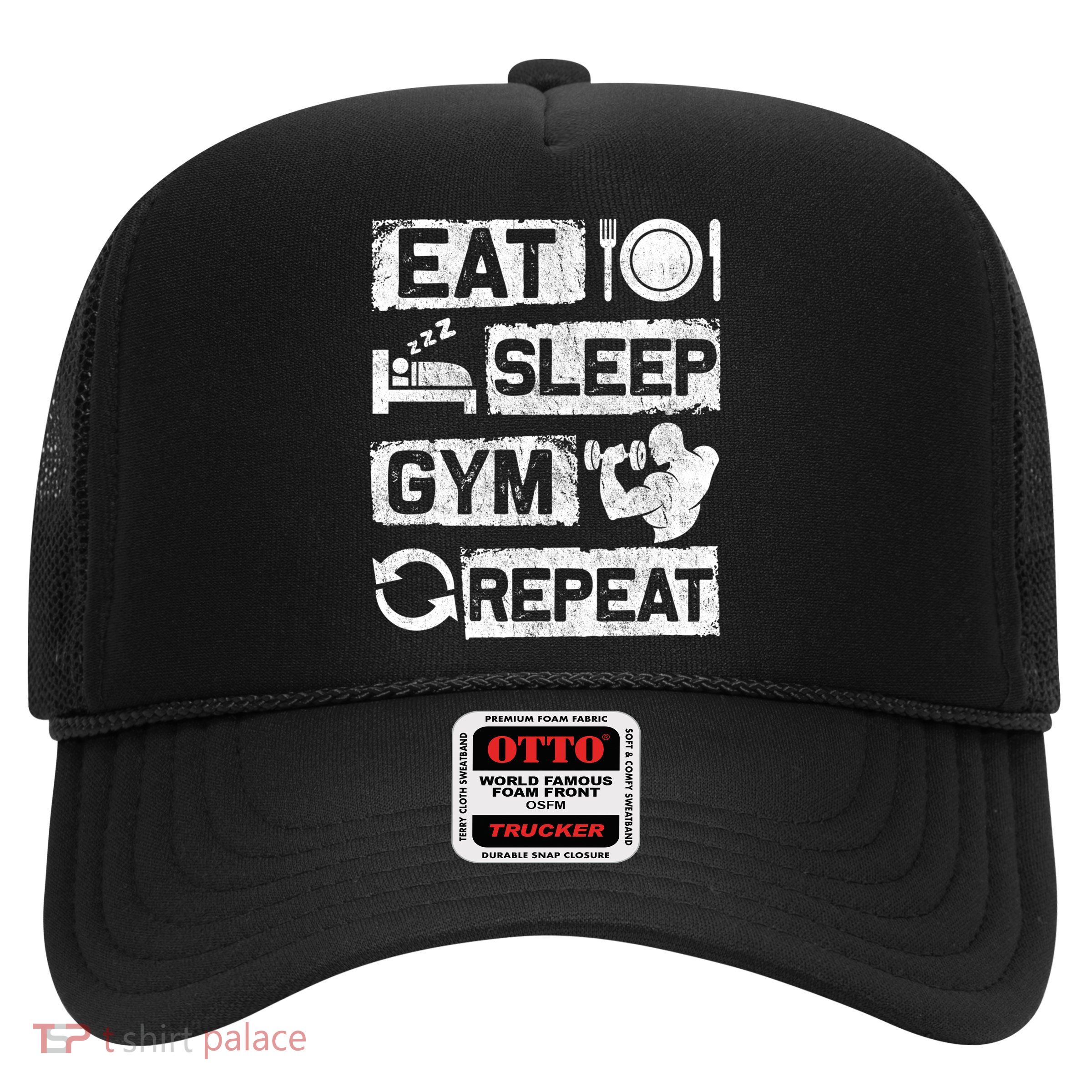 Eat Sleep Gym Repeat Funny Sports Bodybuilding Clothing: Gift Trucker Hat