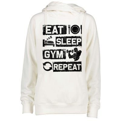 Eat Sleep Gym Repeat Funny Sports Bodybuilding Clothing: Gift Womens Funnel Neck Pullover Hood