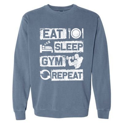 Eat Sleep Gym Repeat Funny Sports Bodybuilding Clothing: Gift Garment-Dyed Sweatshirt