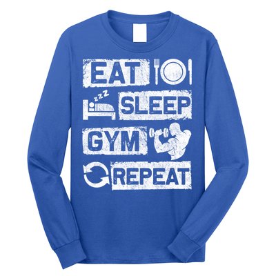 Eat Sleep Gym Repeat Funny Sports Bodybuilding Clothing: Gift Long Sleeve Shirt