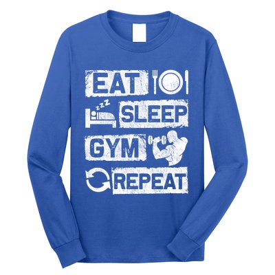 Eat Sleep Gym Repeat Funny Sports Bodybuilding Clothing: Gift Long Sleeve Shirt