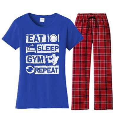 Eat Sleep Gym Repeat Funny Sports Bodybuilding Clothing: Gift Women's Flannel Pajama Set