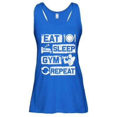 Eat Sleep Gym Repeat Funny Sports Bodybuilding Clothing: Gift Ladies Essential Flowy Tank