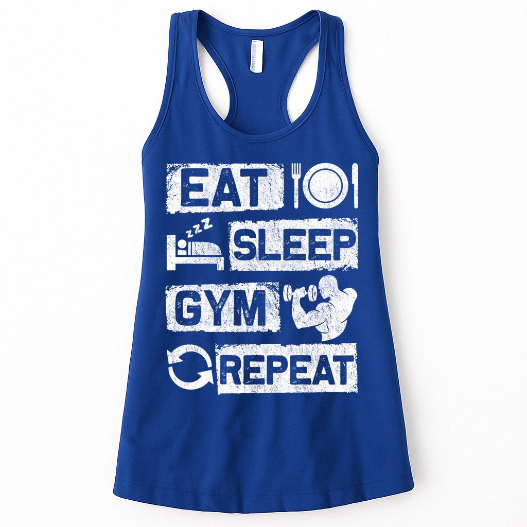 Eat Sleep Gym Repeat Funny Sports Bodybuilding Clothing: Gift Womens Tank Top