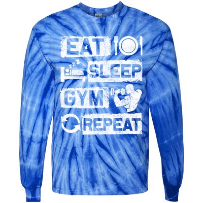 Eat Sleep Gym Repeat Funny Sports Bodybuilding Clothing: Gift Tie-Dye Long Sleeve Shirt