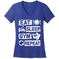 Eat Sleep Gym Repeat Funny Sports Bodybuilding Clothing: Gift Women's V-Neck T-Shirt