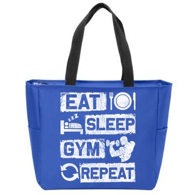 Eat Sleep Gym Repeat Funny Sports Bodybuilding Clothing: Gift Zip Tote Bag