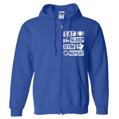 Eat Sleep Gym Repeat Funny Sports Bodybuilding Clothing: Gift Full Zip Hoodie