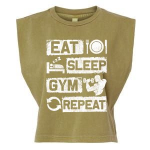 Eat Sleep Gym Repeat Funny Sports Bodybuilding Clothing: Gift Garment-Dyed Women's Muscle Tee