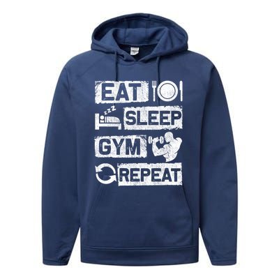 Eat Sleep Gym Repeat Funny Sports Bodybuilding Clothing: Gift Performance Fleece Hoodie