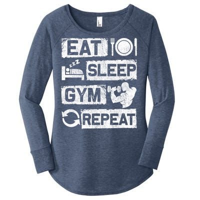 Eat Sleep Gym Repeat Funny Sports Bodybuilding Clothing: Gift Women's Perfect Tri Tunic Long Sleeve Shirt