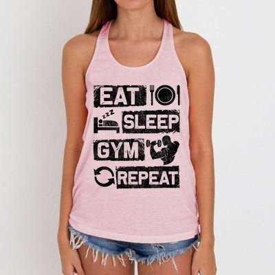 Eat Sleep Gym Repeat Funny Sports Bodybuilding Clothing: Gift Women's Knotted Racerback Tank