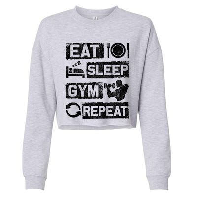 Eat Sleep Gym Repeat Funny Sports Bodybuilding Clothing: Gift Cropped Pullover Crew