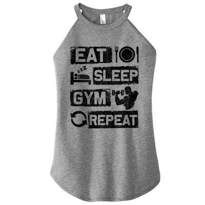 Eat Sleep Gym Repeat Funny Sports Bodybuilding Clothing: Gift Women's Perfect Tri Rocker Tank