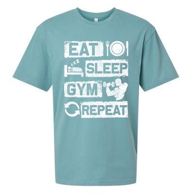 Eat Sleep Gym Repeat Funny Sports Bodybuilding Clothing: Gift Sueded Cloud Jersey T-Shirt