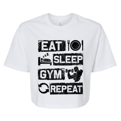 Eat Sleep Gym Repeat Funny Sports Bodybuilding Clothing: Gift Bella+Canvas Jersey Crop Tee